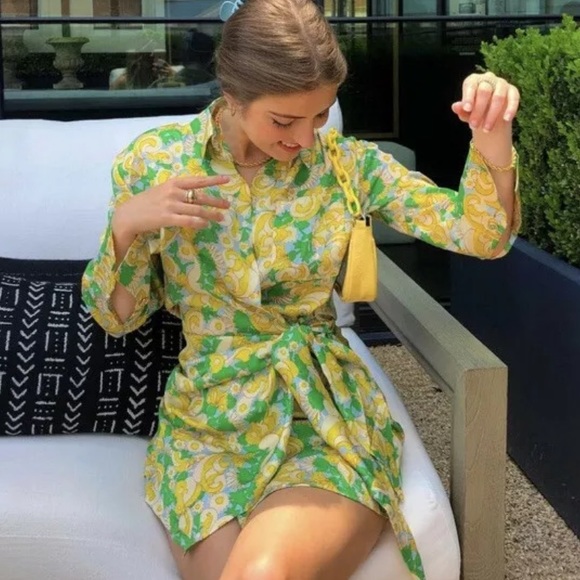 Zara printed dress floral yellow - Picture 4 of 15